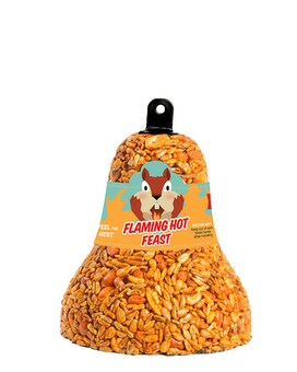 Flaming Hot Feast Bell by Mr. Bird size, inches height and inches wide.