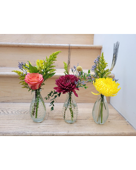 3 Seasonal Vases size, inches height and inches wide.