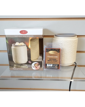 Wax Warmer flip dish & Scented cubes size, inches height and inches wide.
