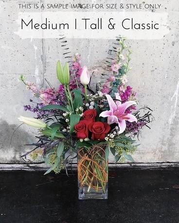 Medium Tall & Classic size, inches height and inches wide.