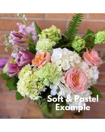 Soft & Pastel Standard (Color Scheme, Not EXACT Flowers) size, inches height and inches wide.