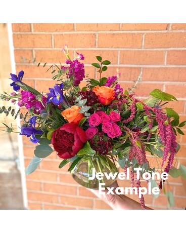 Jewel Tones Standard (Color Scheme, Not EXACT Flowers) size, inches height and inches wide.