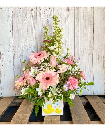 Pink size, inches height and inches wide.