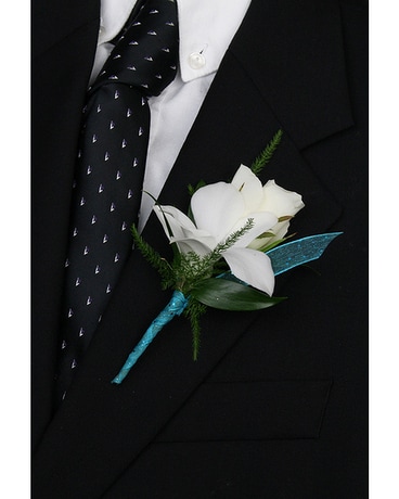 With Boutonniere size, inches height and inches wide.