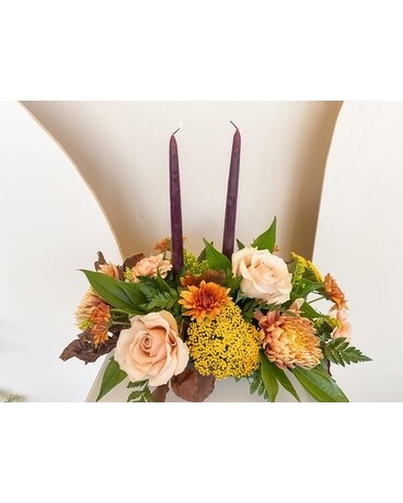 Centerpiece With Candles size, inches height and inches wide.