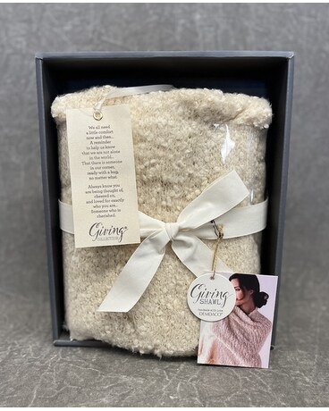 Cream Shawl size, inches height and inches wide.