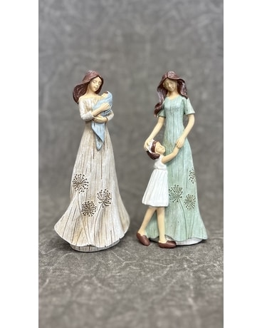 Mother and Baby (left) size, inches height and inches wide.