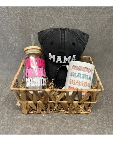 Gift Basket with Black Hat size, inches height and inches wide.