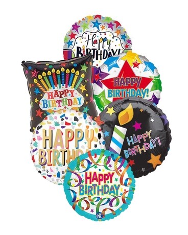 6 Balloons size, inches height and inches wide.