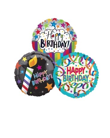3 Balloons size, inches height and inches wide.