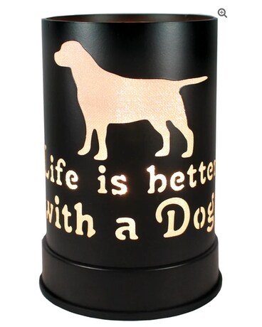 Dog Love Lantern Warmer size, inches height and inches wide.