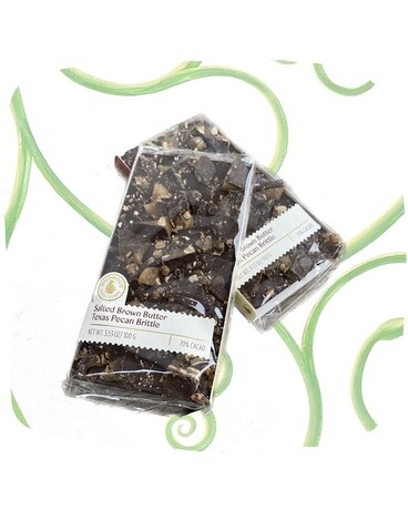 Salted Brown Butter Texas Pecan Brittle size, inches height and inches wide.