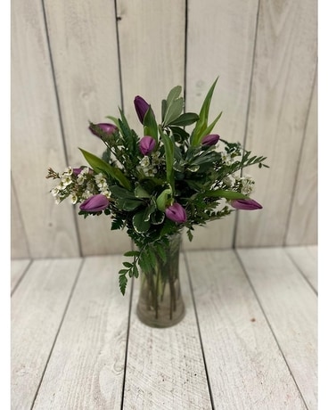 Purple size, inches height and inches wide.