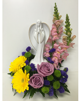 Porcelain Angel as Pictured size, inches height and inches wide.