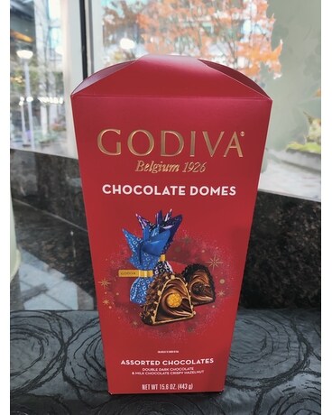 Godiva size, inches height and inches wide.
