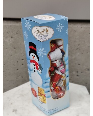 Lindt North Pole Friends size, inches height and inches wide.