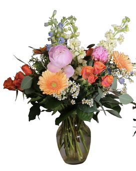 With Peonies size, inches height and inches wide.