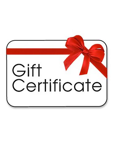 Gift Certificate's size, inches height and inches wide.