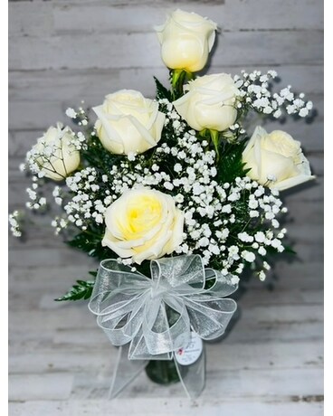White size, inches height and inches wide.