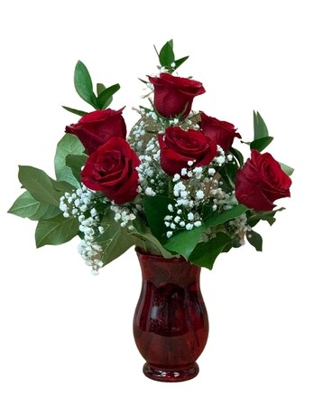 1/2 Dozen Roses size, inches height and inches wide.