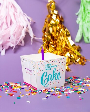 Vanilla Confetti Cake Kit size, inches height and inches wide.
