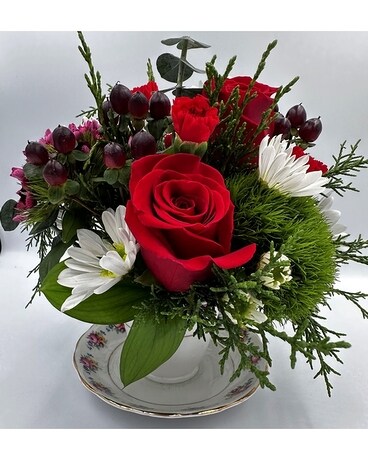 Christmas Tea size, inches height and inches wide.