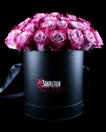 2 Dozen Deep Purple Roses size, inches height and inches wide.