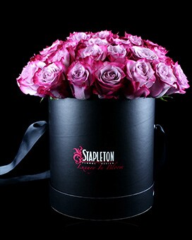 3 Dozen Deep Purple Roses size, inches height and inches wide.