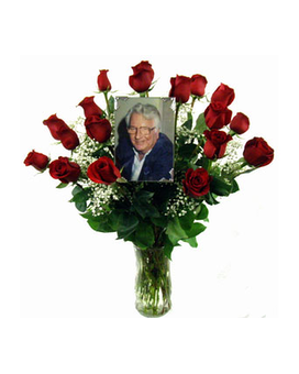 MR18 - As Shown - 18 roses including 5 x 7 Photo size, inches height and inches wide.