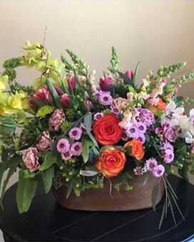 As Shown with Orchids size, inches height and inches wide.