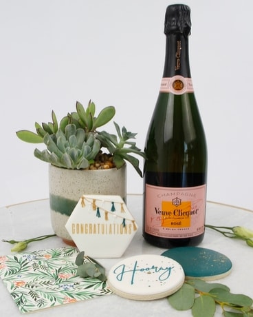Luxe Upgrade: Card + Rosé Champagne size, inches height and inches wide.