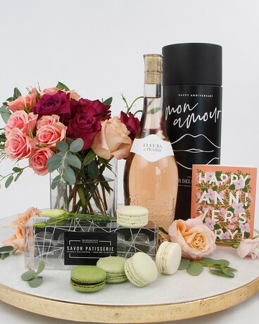 Upgrade: Rosé Wine & Macarons (SOLD OUT) size, inches height and inches wide.