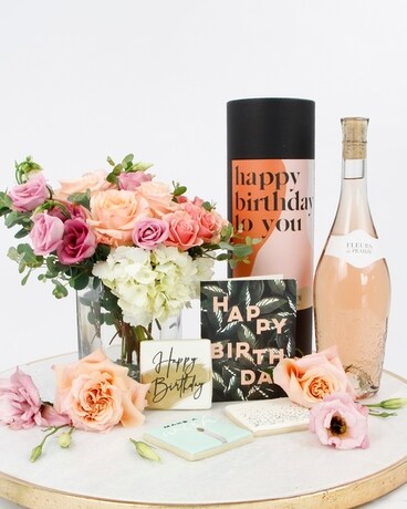 Luxe Upgarde: Card + Rosé Wine (SOLD OUT) size, inches height and inches wide.