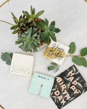 Upgrade: Succulent / Cookies / Birthday Card size, inches height and inches wide.