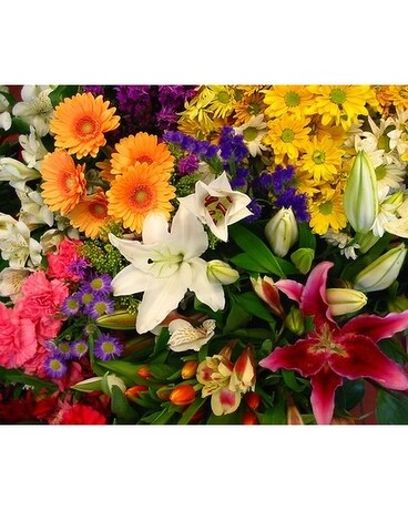 Mixed Loose Flowers size, inches height and inches wide.