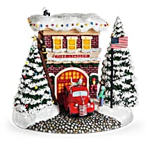 Thomas Kinkade's Festive Fire Station Bouquet Vase