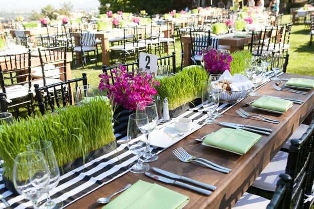 Reception tables with Floral Arrangements