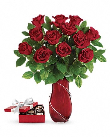 Wrapped In Roses with chocolates-12 Premium Roses Bouquet