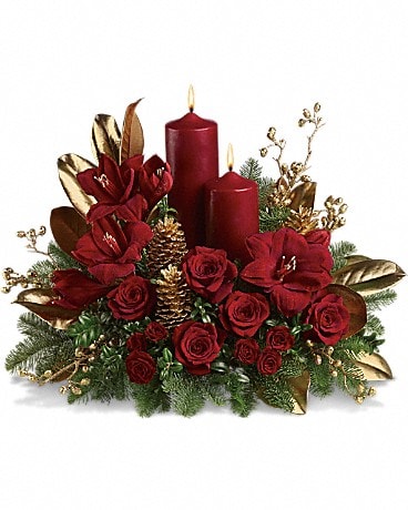 Candlelit Christmas Flower Arrangement