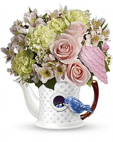 Teleflora's Bluebird Blush Bouquet Flower Arrangement