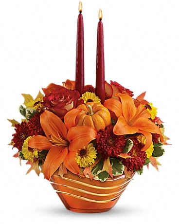 Teleflora's Amber Waves Centerpiece Flower Arrangement