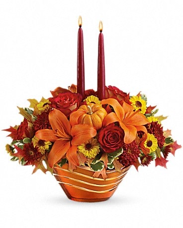 Teleflora's Amber Waves Centerpiece Flower Arrangement