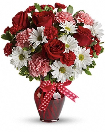 Hugs and Kisses Bouquet with Red Roses