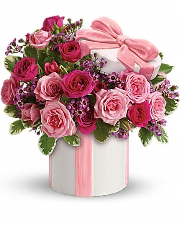 Pink Present Bouquet Flower Arrangement
