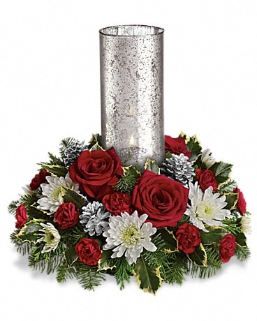 Let's Be Merry Centerpiece by Teleflora Flower Arrangement
