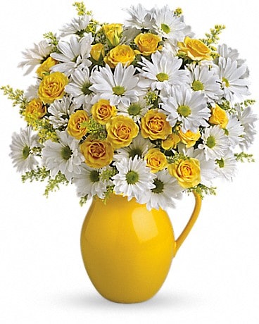 Sunny Day Pitcher of Daisies Flower Arrangement