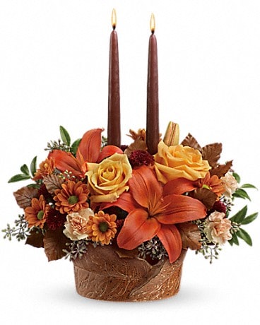 Teleflora's Wrapped In Autumn Centerpiece Flower Arrangement