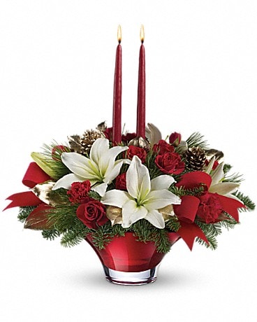 Teleflora's Crimson Glow Centerpiece Bouquet