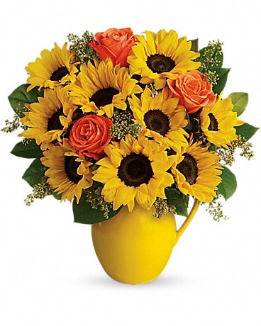 Sunny Day Pitcher of Sunflowers Flower Arrangement