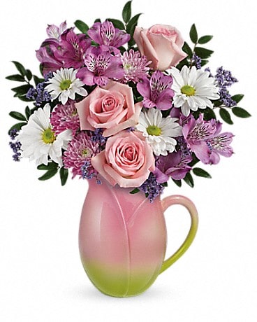 Teleflora's Spring Tulip Pitcher Bouquet Bouquet